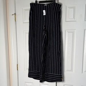 LOFT Black and White Striped Wide Leg Pants